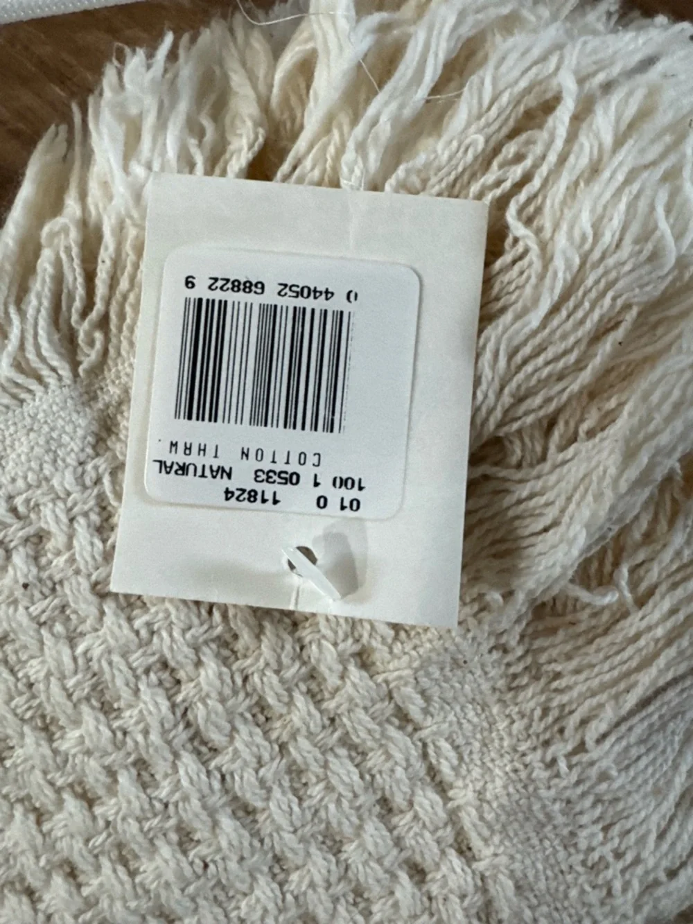 Fieldcrest touch of class, Loom Woven, lap blanket- self fringe-100% Cotton USA